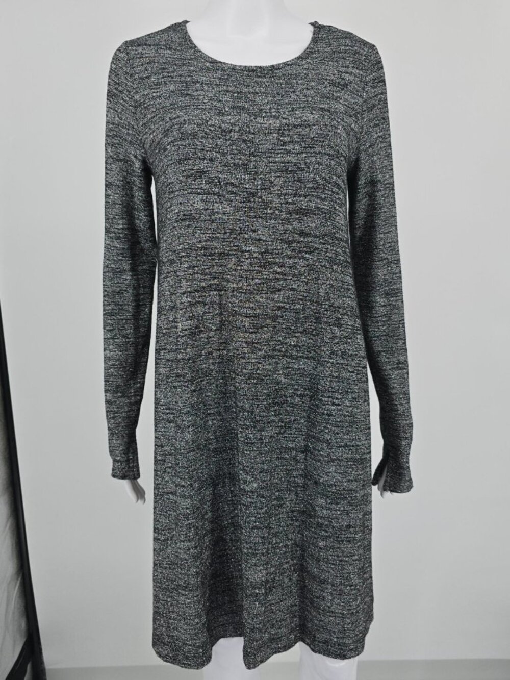 Gap Holiday 2017 Silver Jersey Knit Long Sleeve Metallic Swing Dress (S)